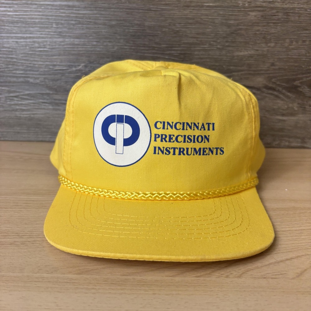 Vintage Cincinnati Precision Instruments Hat Cap Snap Back Yellow Rope